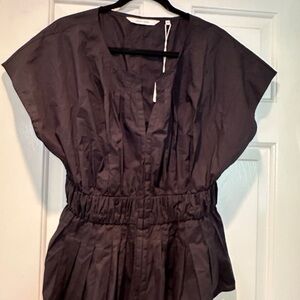 Rebecca Taylor Black Smocked Blouse